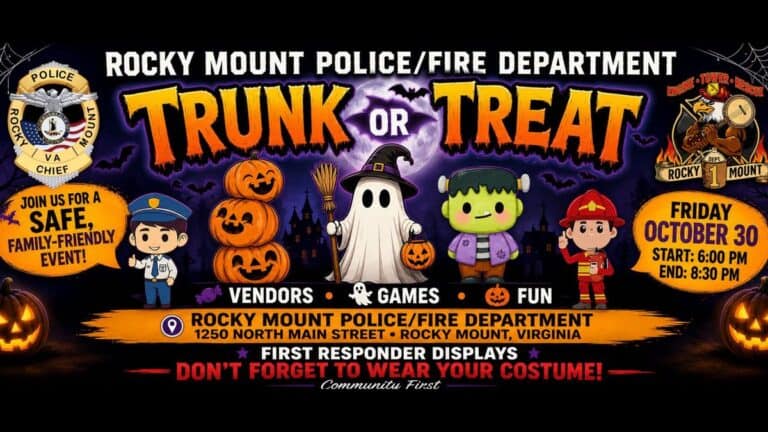 Rocky Mount Police/Fire Department Trunk or Treat car show in Rocky Mount, VA