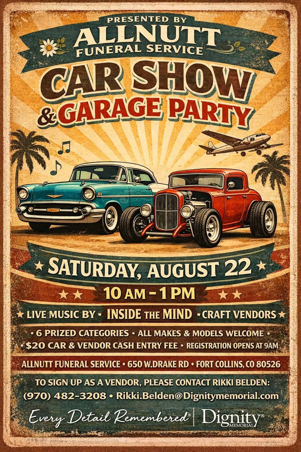 Allnutt Funeral Service Car Show & Garage Party event at Allnutt Funeral Service in Fort Collins, CO on August 22, 2026