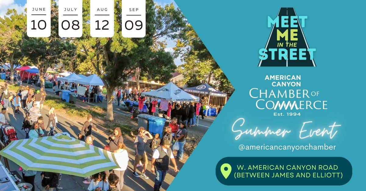 American Canyon Chamber of Commerce Meet Me in the Street event at W. American Canyon Road (between James and Elliott) in American Canyon, CA on September 9, 2026