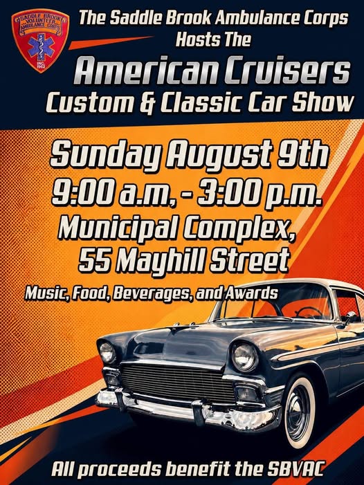 American Cruisers Custom & Classic Car Show event at Municipal Complex in Saddle Brook, NJ on August 9, 2026