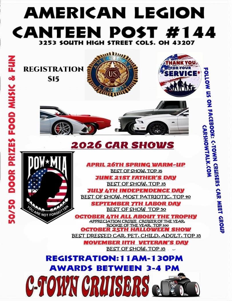 American Legion Canteen Post #144 Car Shows event at American Legion Canteen Post #144 in Columbus, OH on September 7, 2026