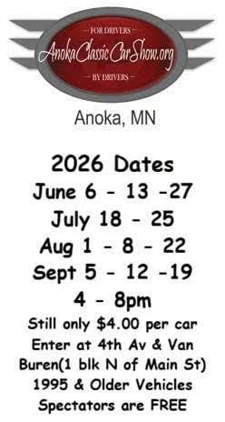 Anoka Classic Car Show event at Downtown Anoka in Anoka, MN on August 8, 2026