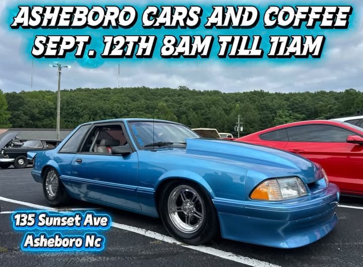 Asheboro Cars and Coffee event at 135 Sunset Ave in Asheboro, NC on September 12, 2026