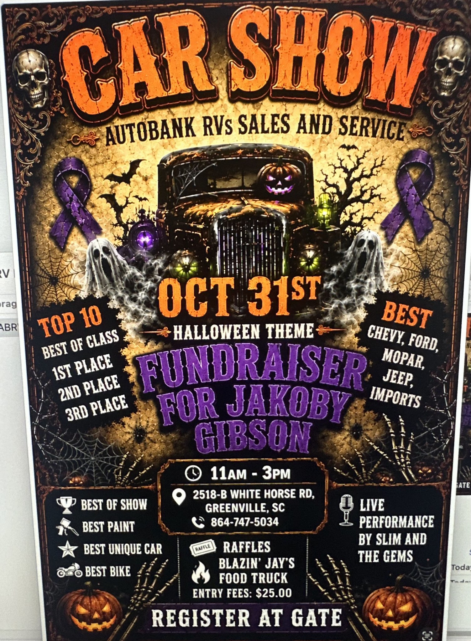 AutoBank RVs Sales and Service Car Show event at AutoBank RVs Sales and Service in Greenville, SC on October 31, 2026