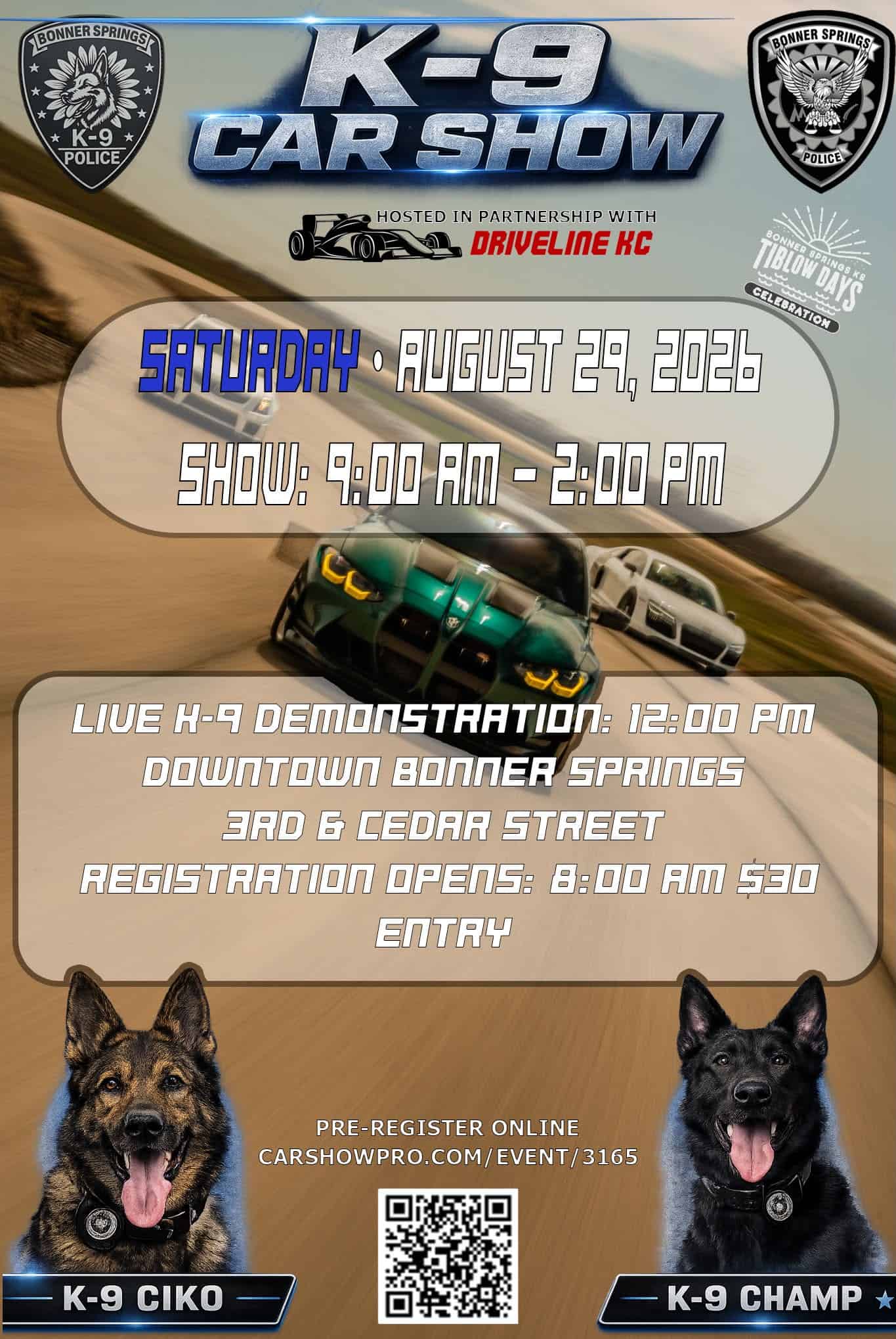Banner Springs Police K-9 Car Show event at Downtown Banner Springs in Banner Springs, KS on August 29, 2026