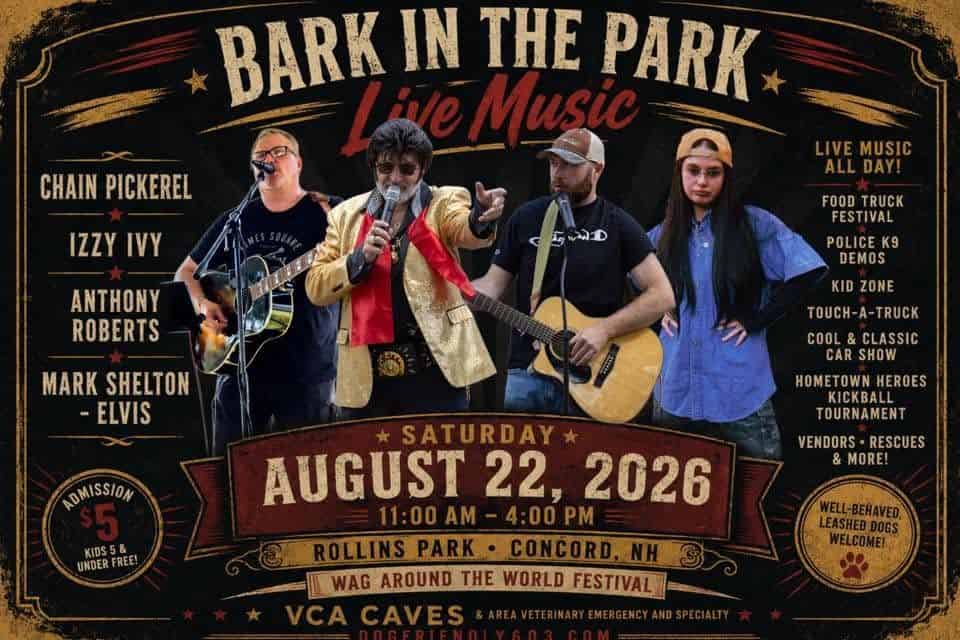 Bark in the Park event at Rollins Park in Concord, NH on August 22, 2026