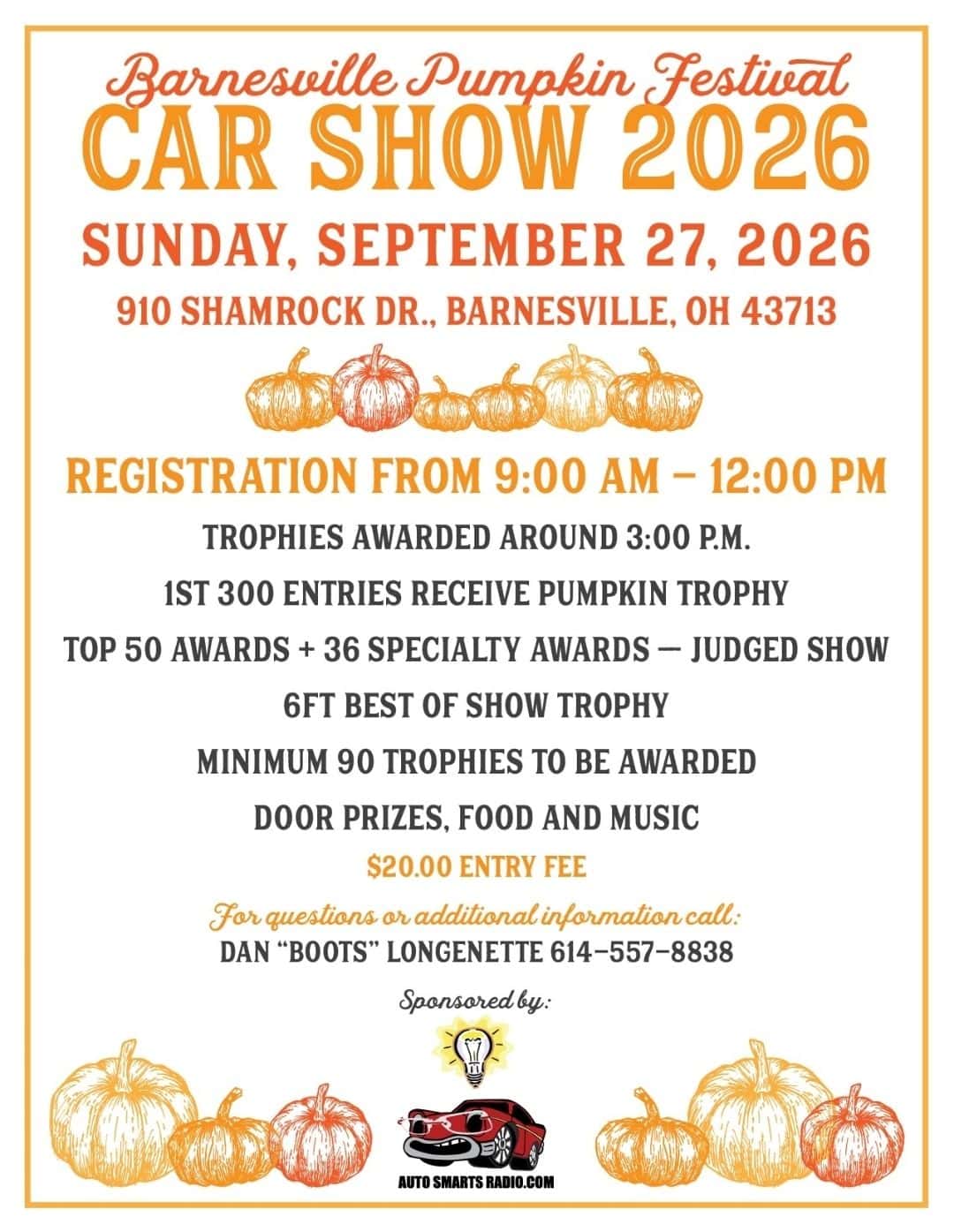 Barnesville Pumpkin Festival Car Show event at 910 Shamrock Dr in Barnesville, OH on September 27, 2026