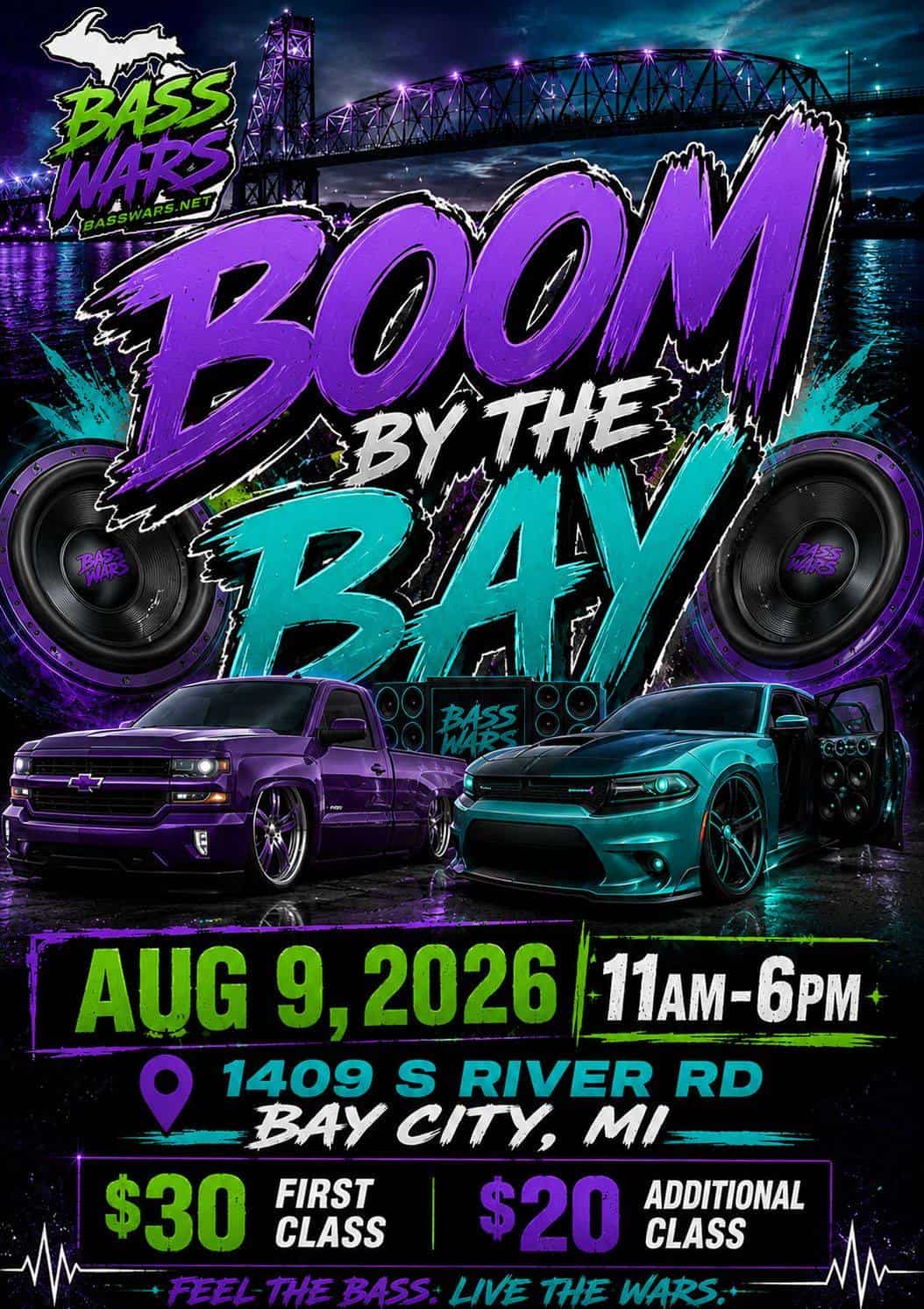 Bass Wars Boom by the Bay event at 1409 S River Rd in Bay City, MI on August 9, 2026