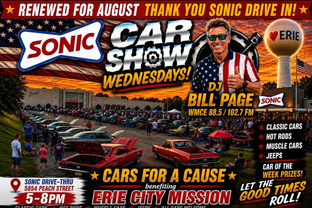 Sonic Car Show Erie PA event at Sonic Drive-In in Erie, PA on August 5, 2026