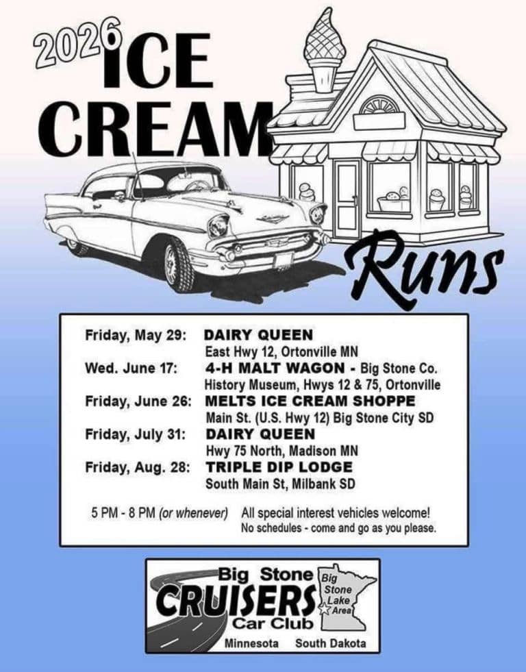 Big Stone Cruisers Ice Cream Run event at Triple Dip Lodge in Milbank, SD on August 28, 2026