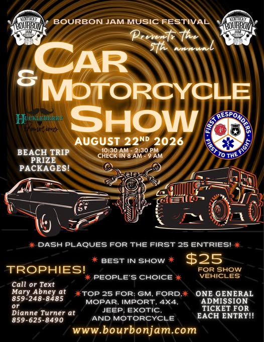 Bourbon Jam Music Festival 5th Annual Car & Motorcycle Show event at The Richmond Mall in Richmond, KY on August 22, 2026