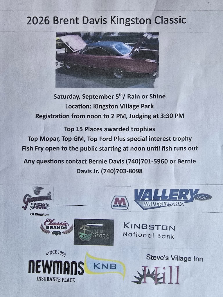 Brent Davis Kingston Classic event at Kingston Village Park in Kingston, OH on September 5, 2026