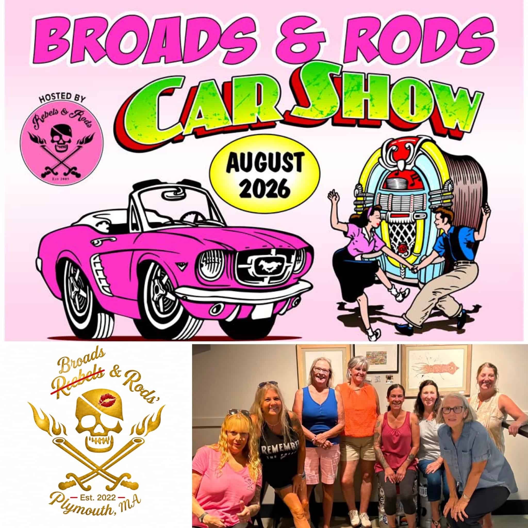 Broads & Rods Car Show event at East Bay Grille in Plymouth, MA on August 16, 2026