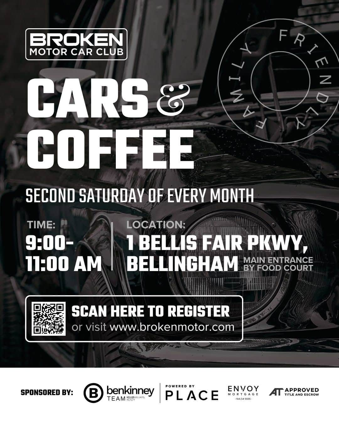 Broken Motor Car Club Cars & Coffee event at Bellis Fair Mall in Bellingham, WA on September 13, 2026