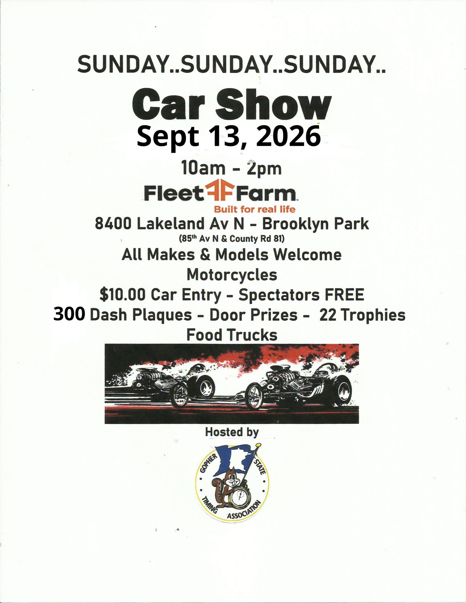 Car Show & Food Truck Festival at Fleet Farm Brooklyn Park event at Fleet Farm Brooklyn Park in Brooklyn Park, MN on September 13, 2026