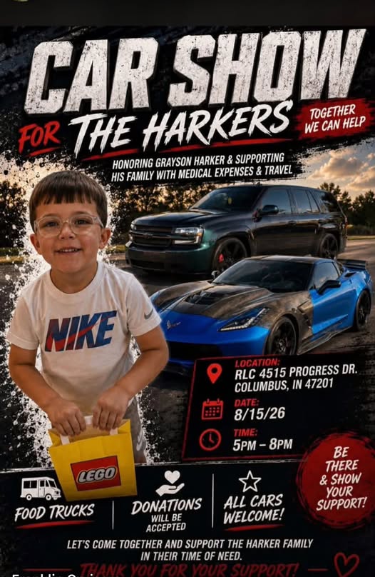 Car Show for the Harkers event at RLC in Columbus, IN on August 15, 2026