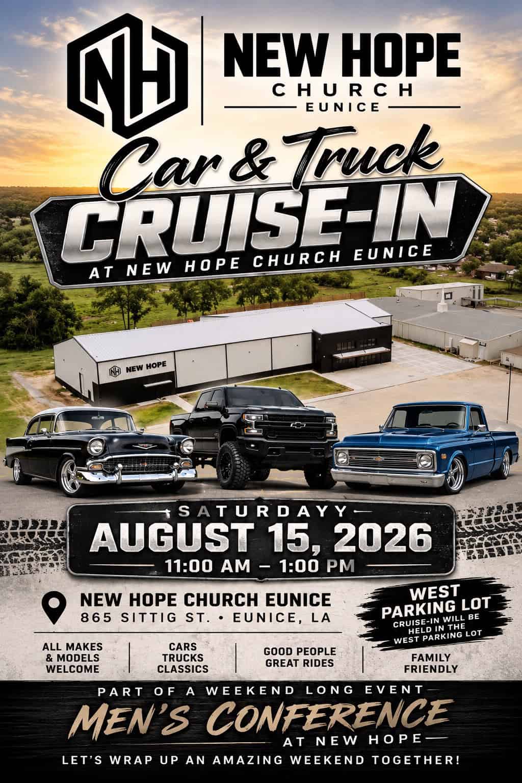 Car & Truck Cruise-In at New Hope Church Eunice event at New Hope Church Eunice in Eunice, LA on August 15, 2026