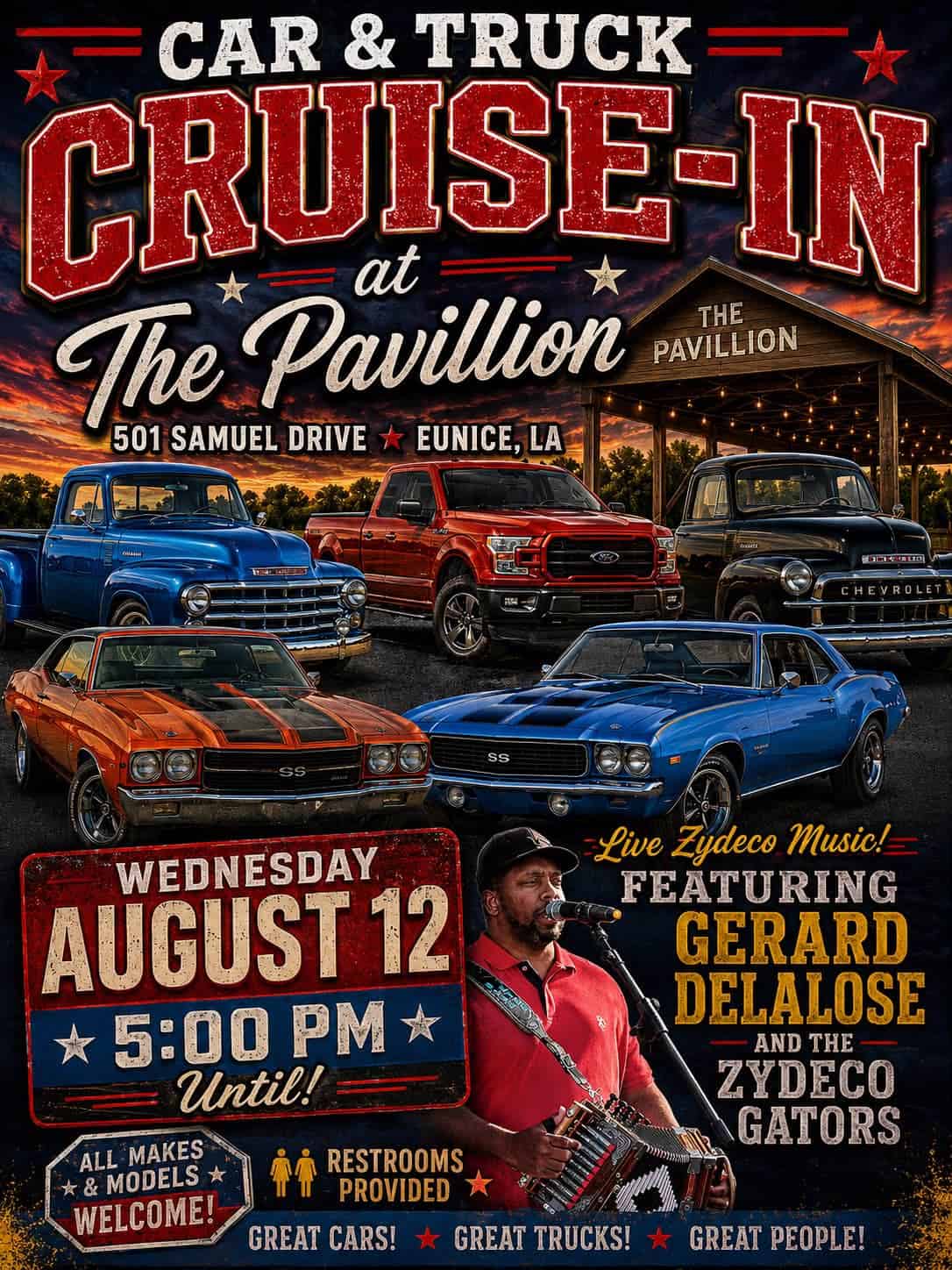 Car & Truck Cruise-In at The Pavilion event at The Pavilion in Eunice, LA on August 12, 2026