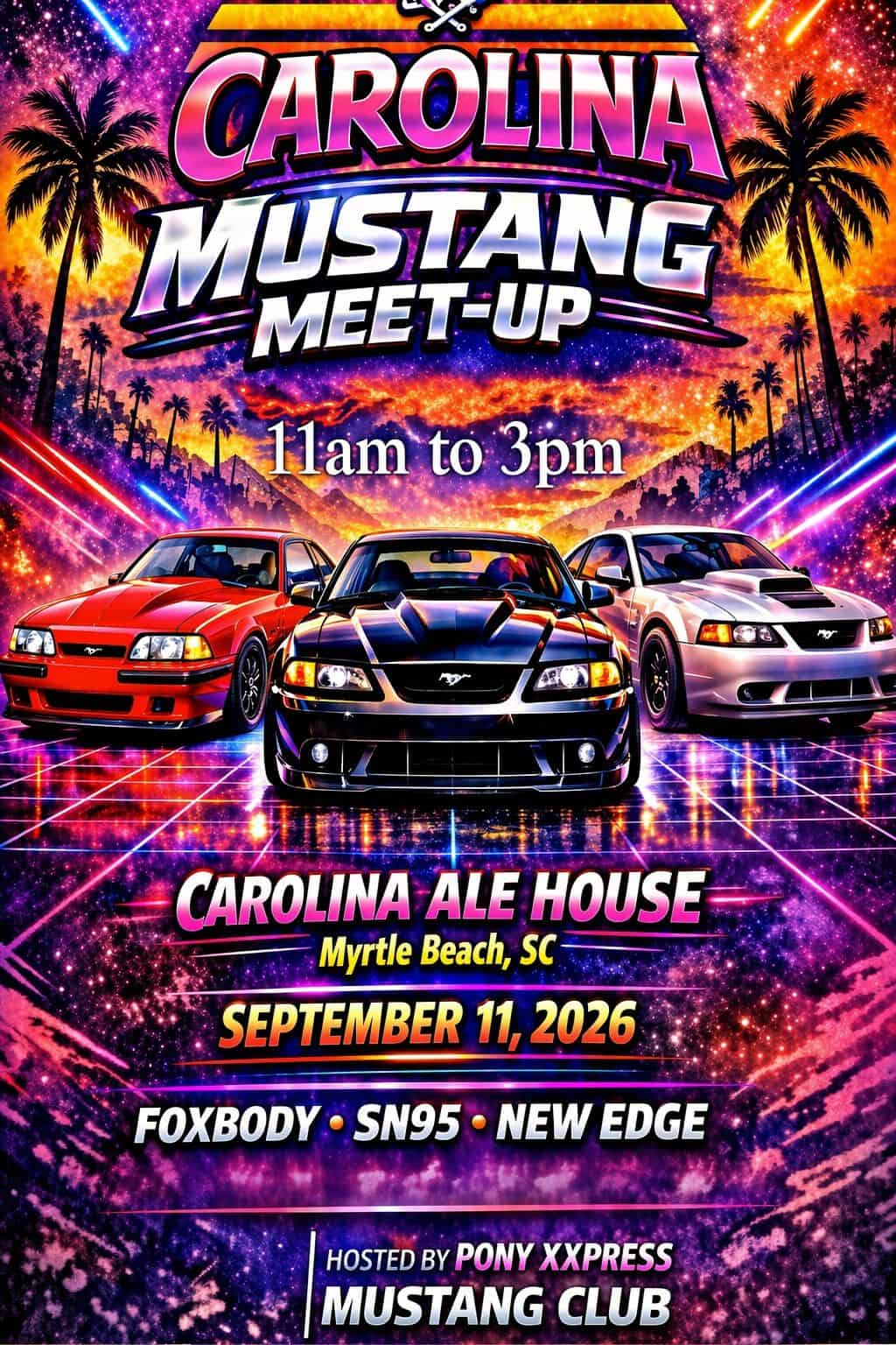 Carolina Mustang Meetup event at Carolina Ale House in Myrtle Beach, SC on September 11, 2026