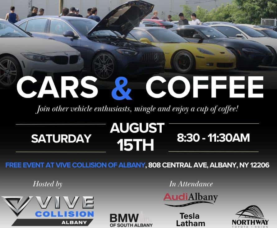 Cars & Coffee at VIVE Collision of Albany event at VIVE Collision of Albany in Albany, NY on August 15, 2026