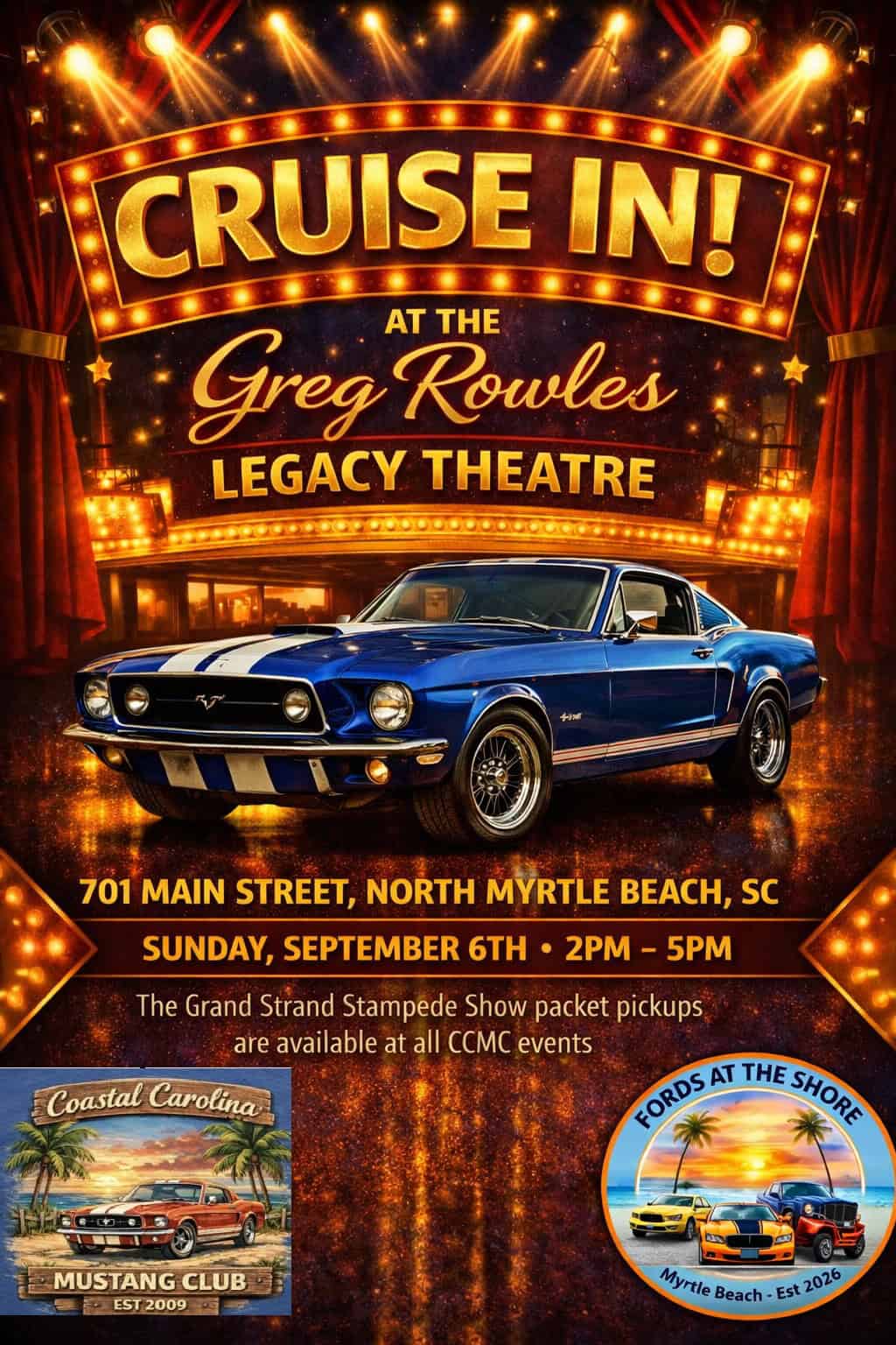 CCMC 2nd Annual Cruise In at Greg Rowles Legacy Theatre event at Greg Rowles Legacy Theatre in North Myrtle Beach, SC on September 6, 2026