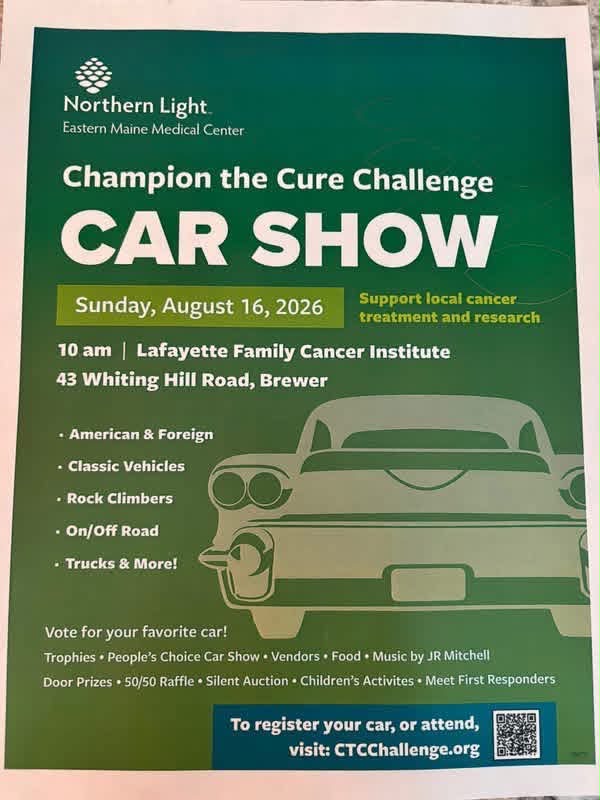 Champion the Cure Challenge Car Show event at Lafayette Family Cancer Institute in Brewer, ME on August 16, 2026
