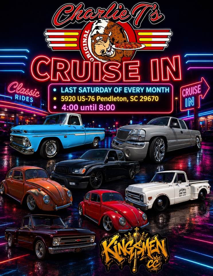 CharlieT's Cruise in event at CharlieT's in Pendleton, SC on August 29, 2026