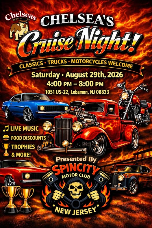 Chelsea's Cruise Night event at Chelsea's in Lebanon, NJ on August 29, 2026