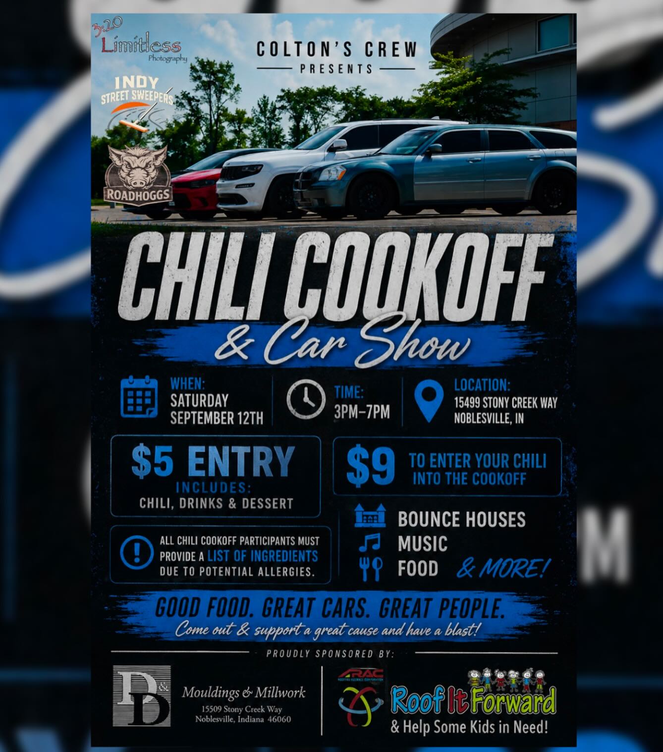 Chili Cookoff & Car Show event at 15499 Stony Creek Way in Noblesville, IN on September 12, 2026