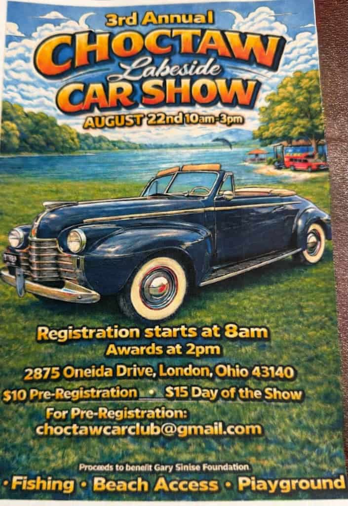Choctaw Lakeside Car Show event at Choctaw Lakeside in London, OH on August 22, 2026