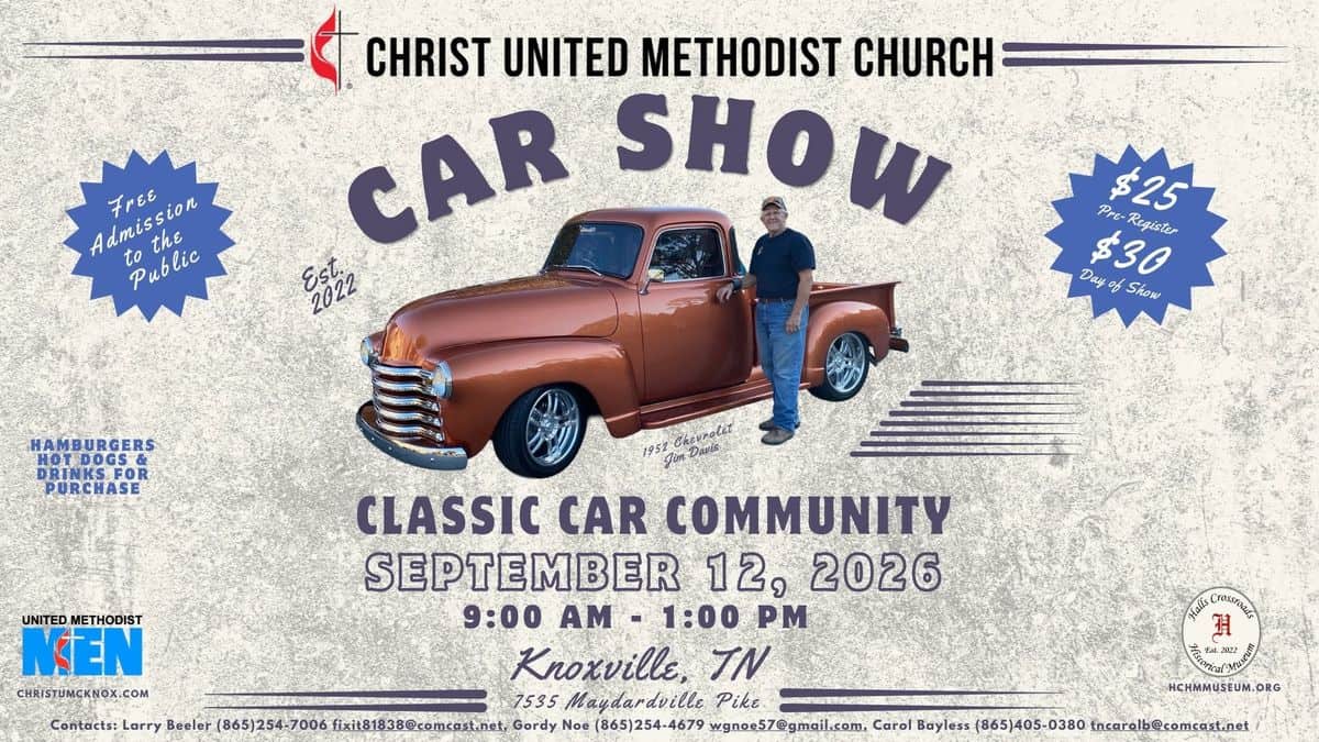 Christ United Methodist Church Car Show event at Christ United Methodist Church in Knoxville, TN on September 12, 2026