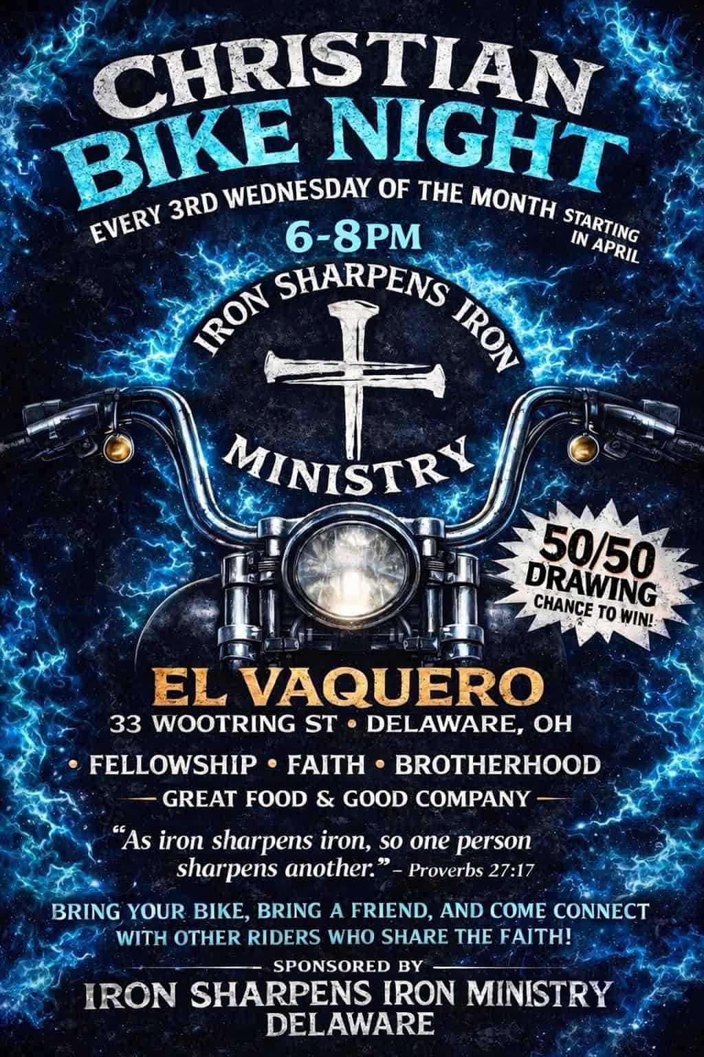 Christian Bike Night event at El Vaquero in Delaware, OH on August 19, 2026