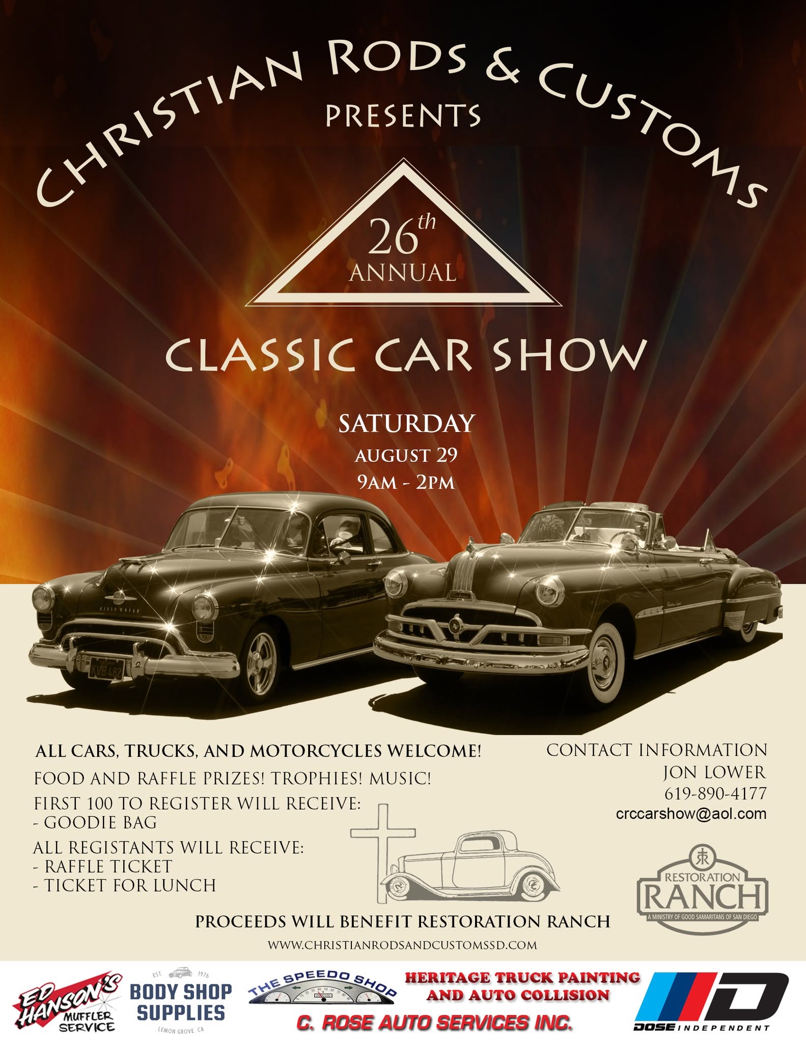 Christian Rods & Customs 26th Annual Classic Car Show event at Faith Chapel in Spring Valley, CA on August 29, 2026