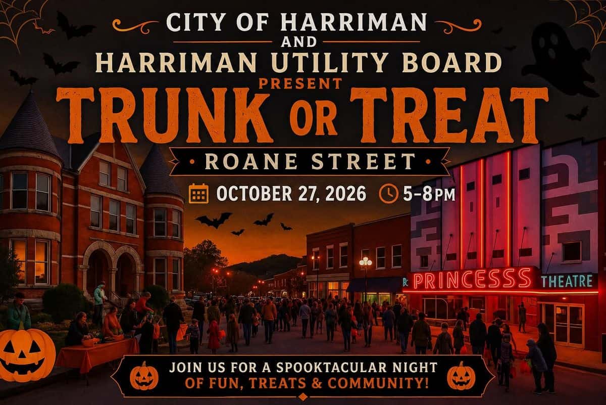 City of Harriman Trunk or Treat event at Roane Street in Harriman, TN on October 27, 2026
