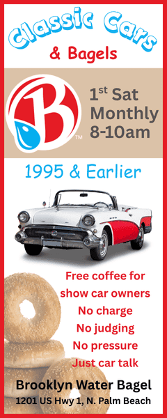 Classic Cars & Bagels event at Brooklyn Water Bagel in North Palm Beach, FL on September 5, 2026