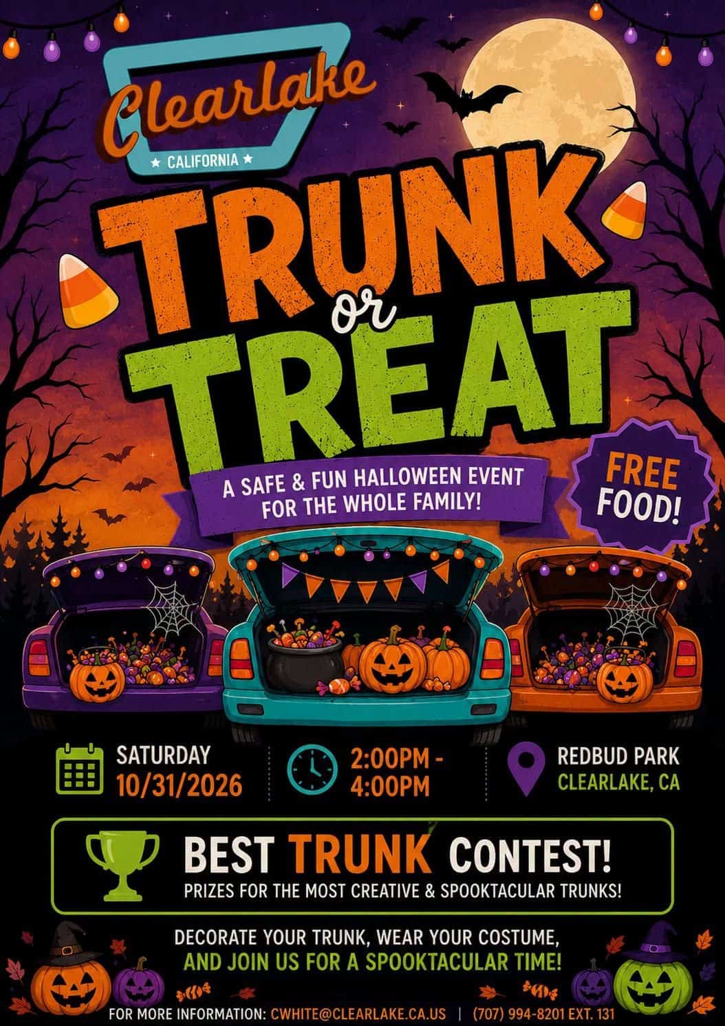 Clearlake Trunk or Treat event at Redbud Park in Clearlake, CA on October 31, 2026