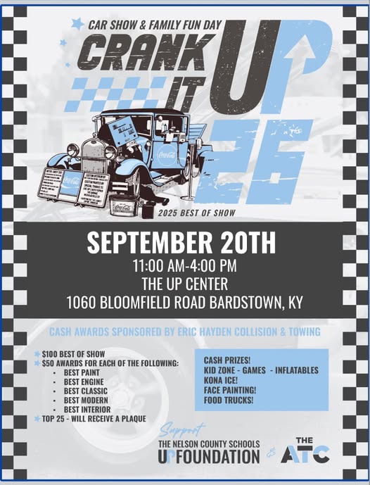 Crank it up Car Show & Family Fun Day event at The up Center in Bardstown, KY on September 20, 2026