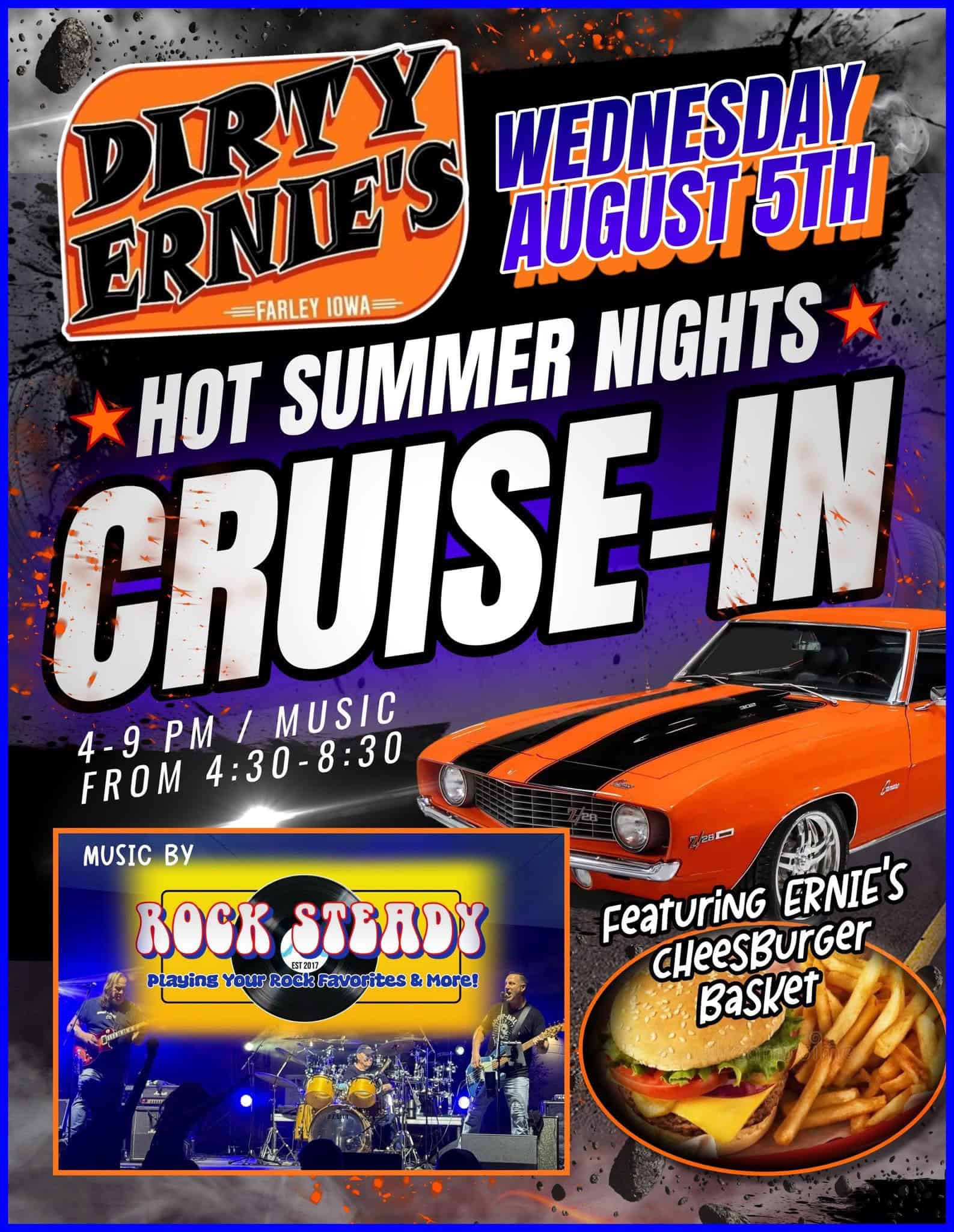 Cruise-In at Dirty Ernie's event at Dirty Ernie's in Farley, IA on August 5, 2026