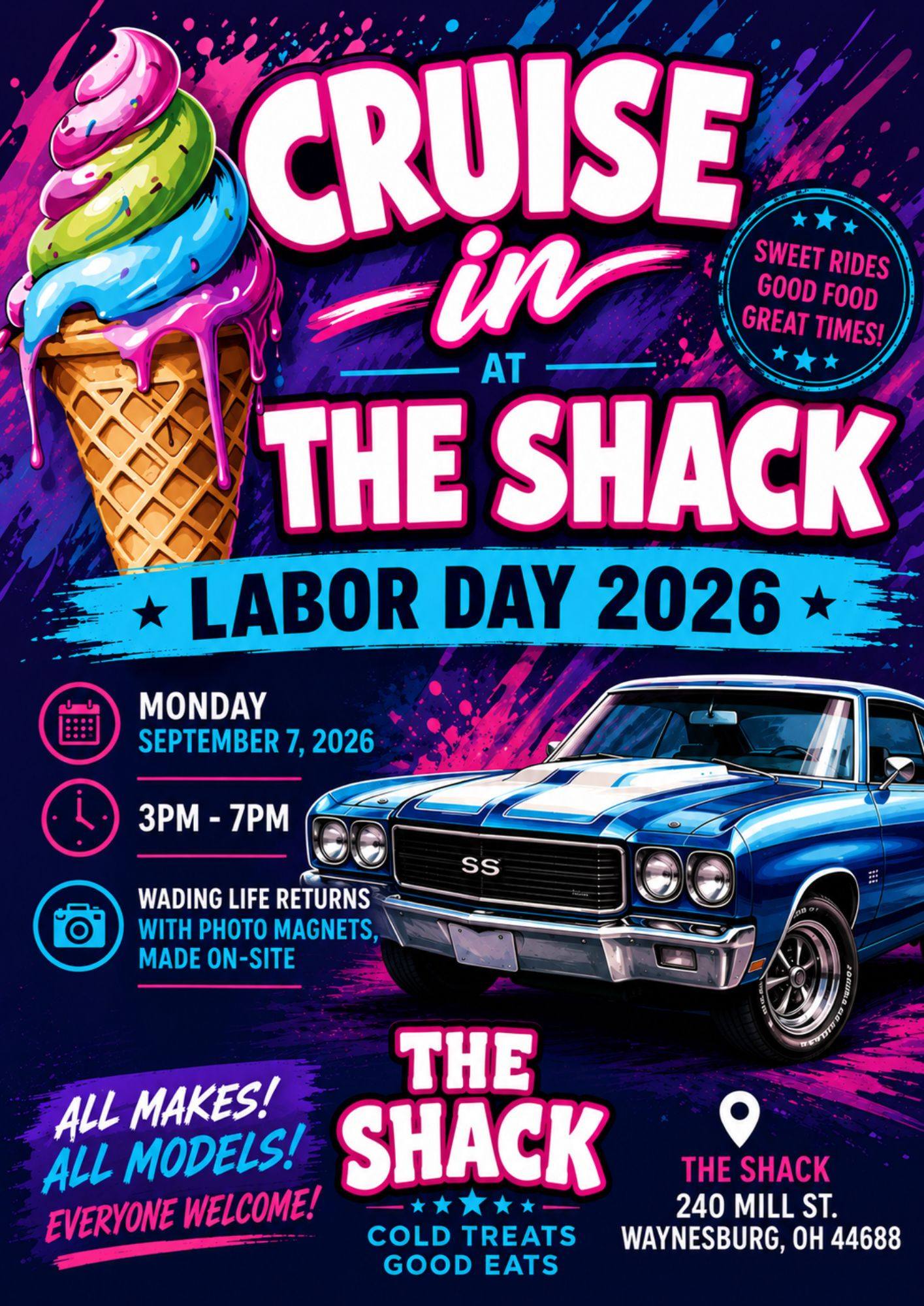 Cruise in at the Shack event at The Shack in Waynesburg, OH on September 7, 2026