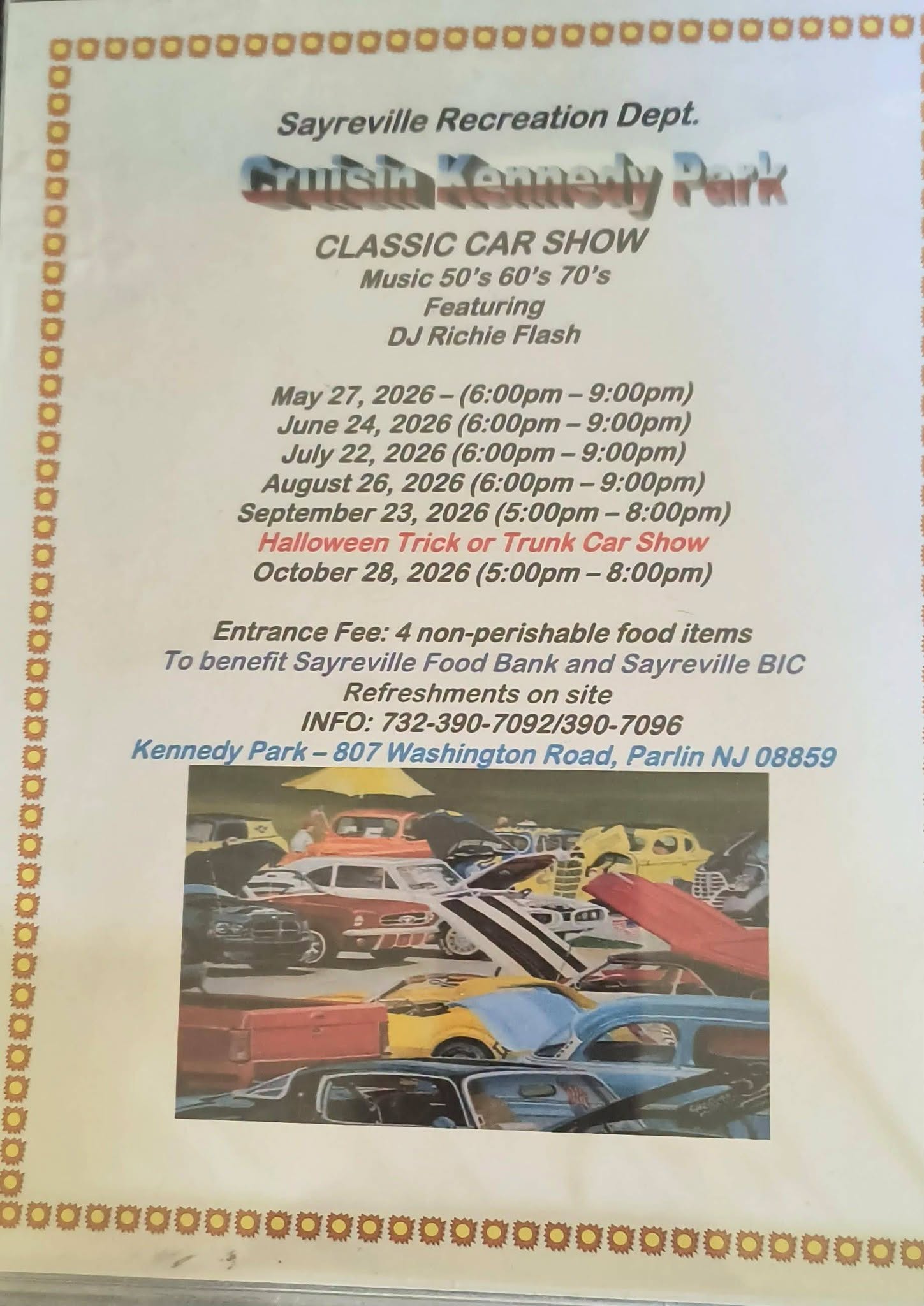 Cruisin Kennedy Park Classic Car Show event at Kennedy Park in Parlin, NJ on August 26, 2026