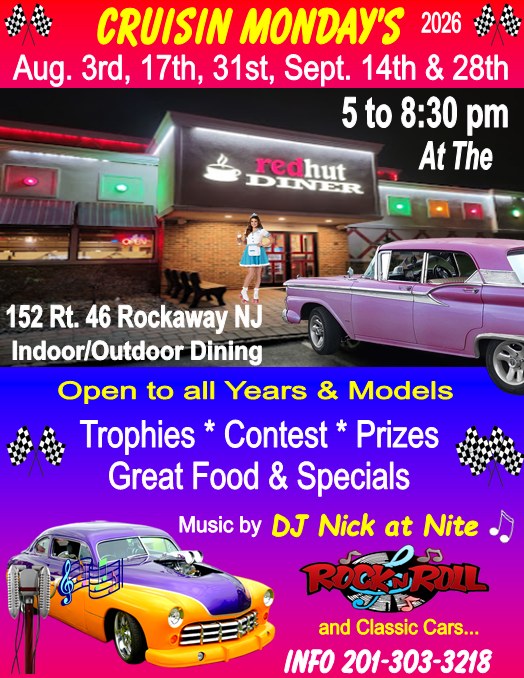 Cruisin' Mondays at the Rockaway Townsquare Diner event at The Rockaway Townsquare Diner in Rockaway, NJ on August 17, 2026