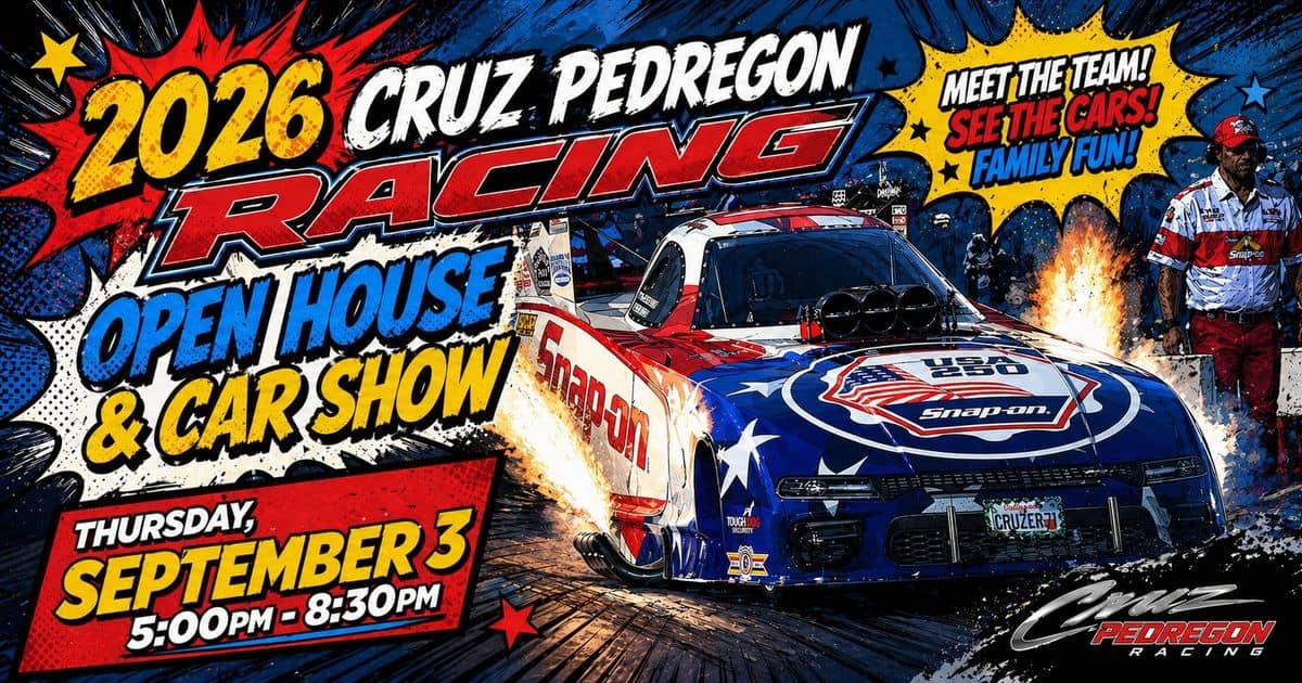 Cruz Pedregon Racing Open House & Car Show event at Cruz Pedregon Racing in Brownsburg, IN on September 3, 2026