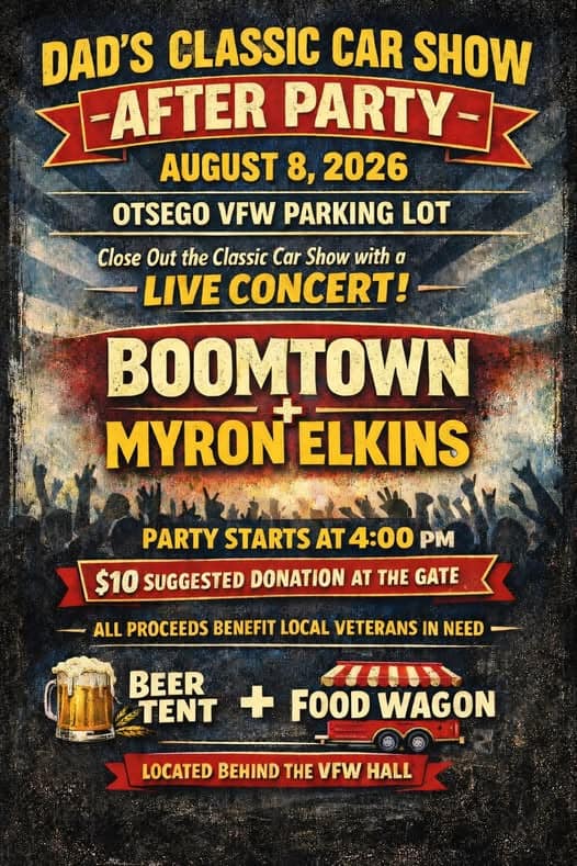 Dad's Classic Car Show After Party event at Otsego VFW Parking Lot in Otsego, MI on August 8, 2026