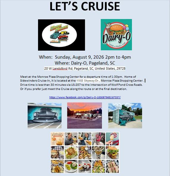 Dairy-O Let's Cruise event at Dairy-O in Pageland, SC on August 9, 2026