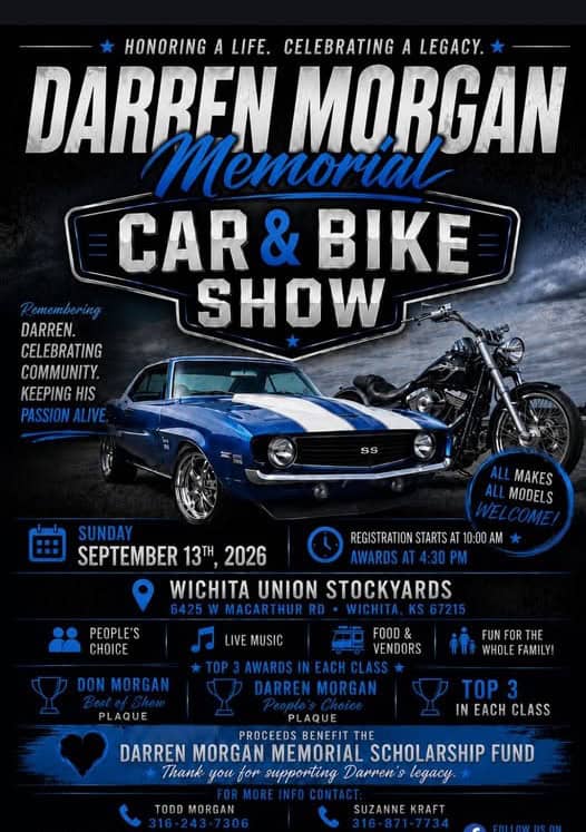 Darren Morgan Memorial Car & Bike Show event at Wichita Union Stockyards in Wichita, KS on September 13, 2026