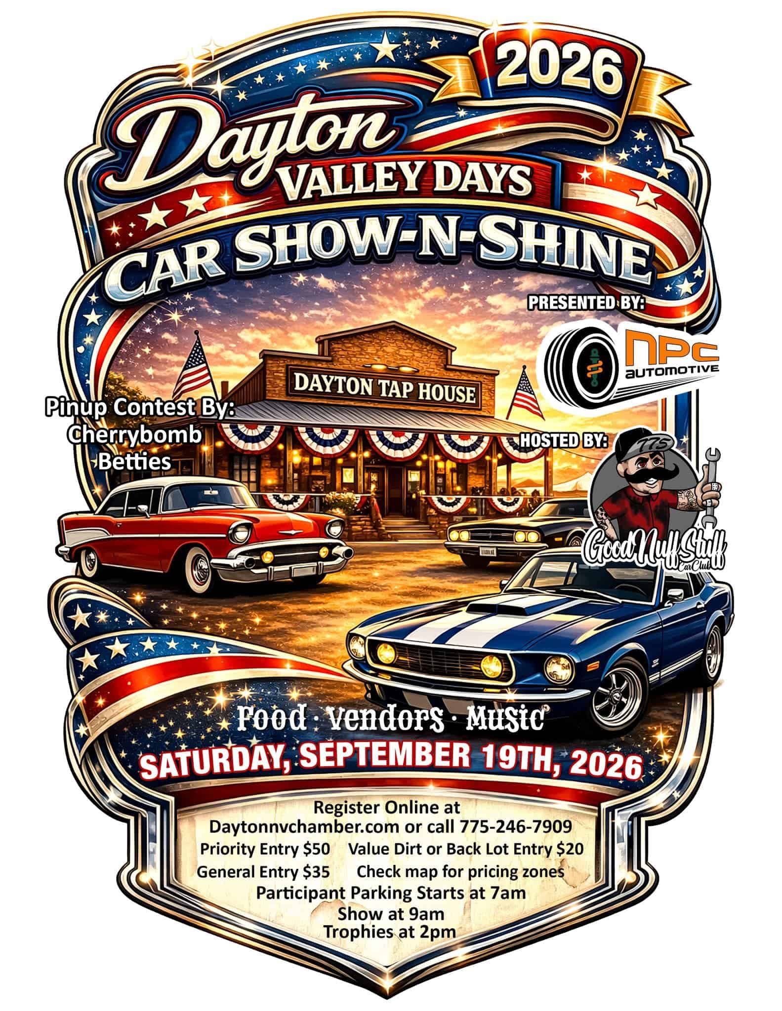 Dayton Valley Days Car Show-N-Shine event at Dayton Tap House in Dayton, NV on September 19, 2026