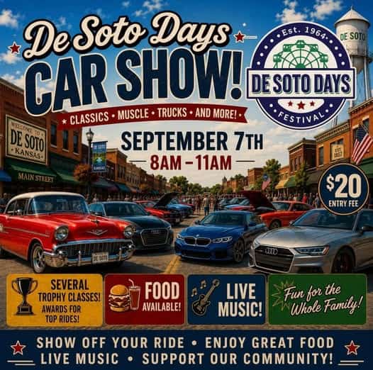 De Soto Days Car Show event at Main Street in De Soto, KS on September 7, 2026