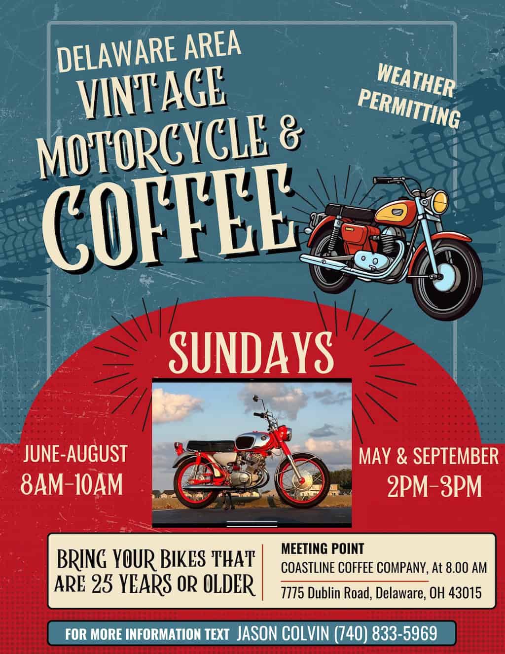 Delaware Area Vintage Motorcycle & Coffee event at Coastline Coffee Company in Delaware, OH on August 23, 2026