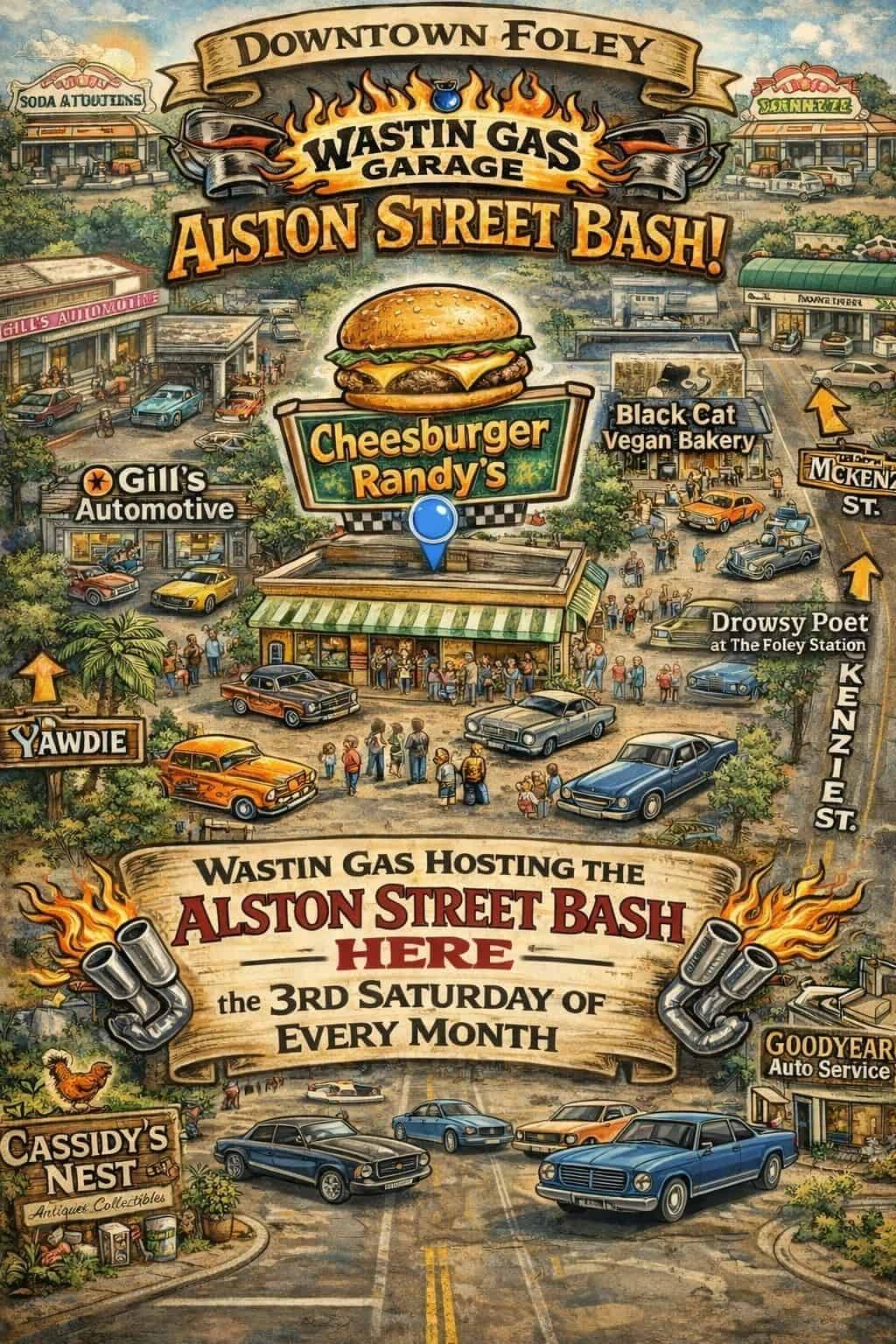Downtown Foley Wastin Gas Garage Alston Street Bash event at Downtown Foley in Foley, AL on August 15, 2026