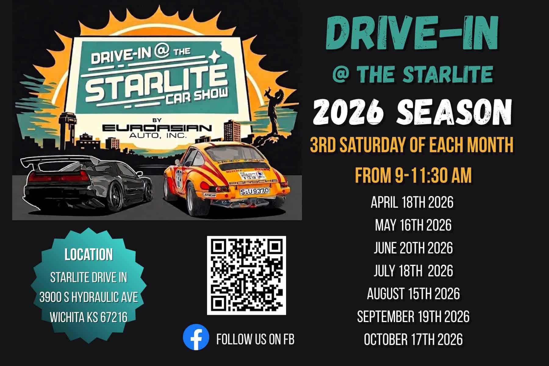 Drive in at the Starlite Car Show event at Starlite Drive in in Wichita, KS on August 15, 2026